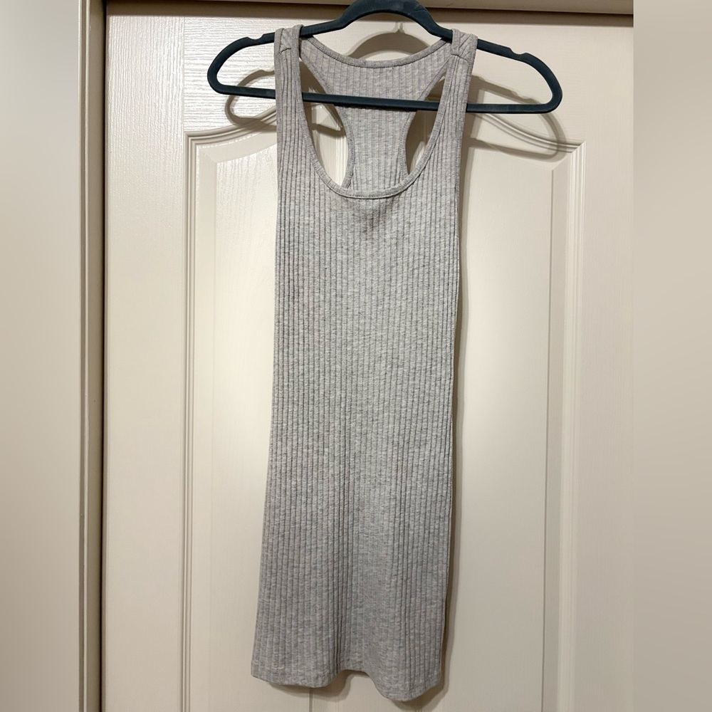 Gray Ribbed Mini Bodycon Dress